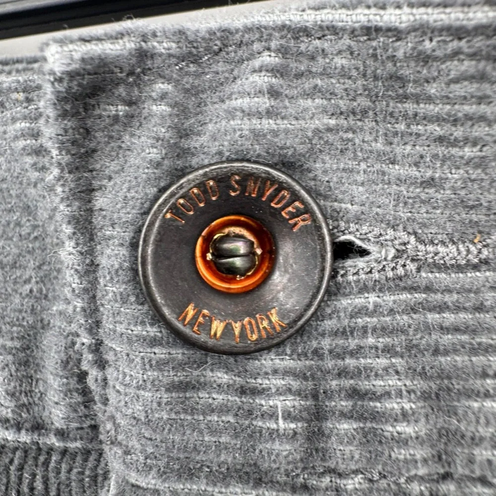 Todd Snyder Mens Slim Fit Corduroy Pants 38x32 Charcoal Grey Stretch 5-Pocket